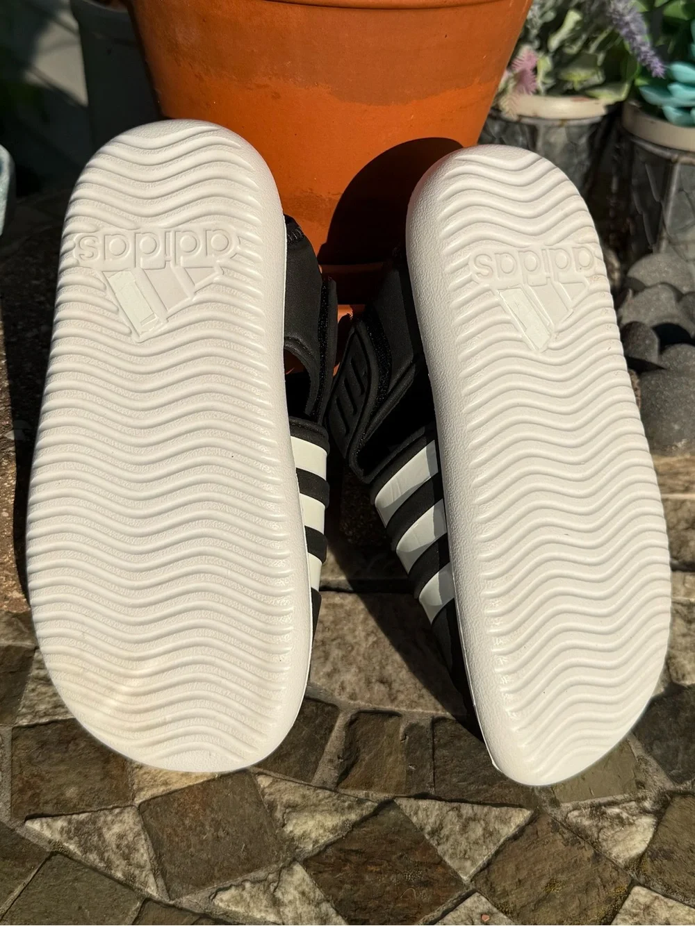 📣Adidas Black and White Summer Closed Toe Water Sandals